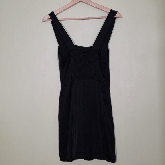 Sunday Best Satin Dress Womens XS Black Square Neck Thick Straps Smocked Aritzia - Picture 15 of 15